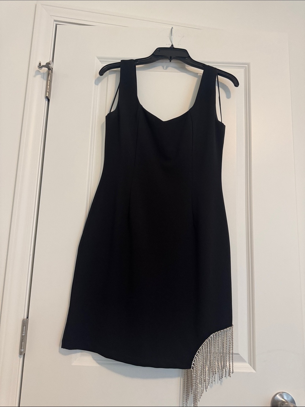 Lea & Viola Black Mini Dress with Rhinestone Fringe